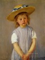 Little Girl in a Big Straw Hat and a Pinnafore impressionism mothers children Mary Cassatt